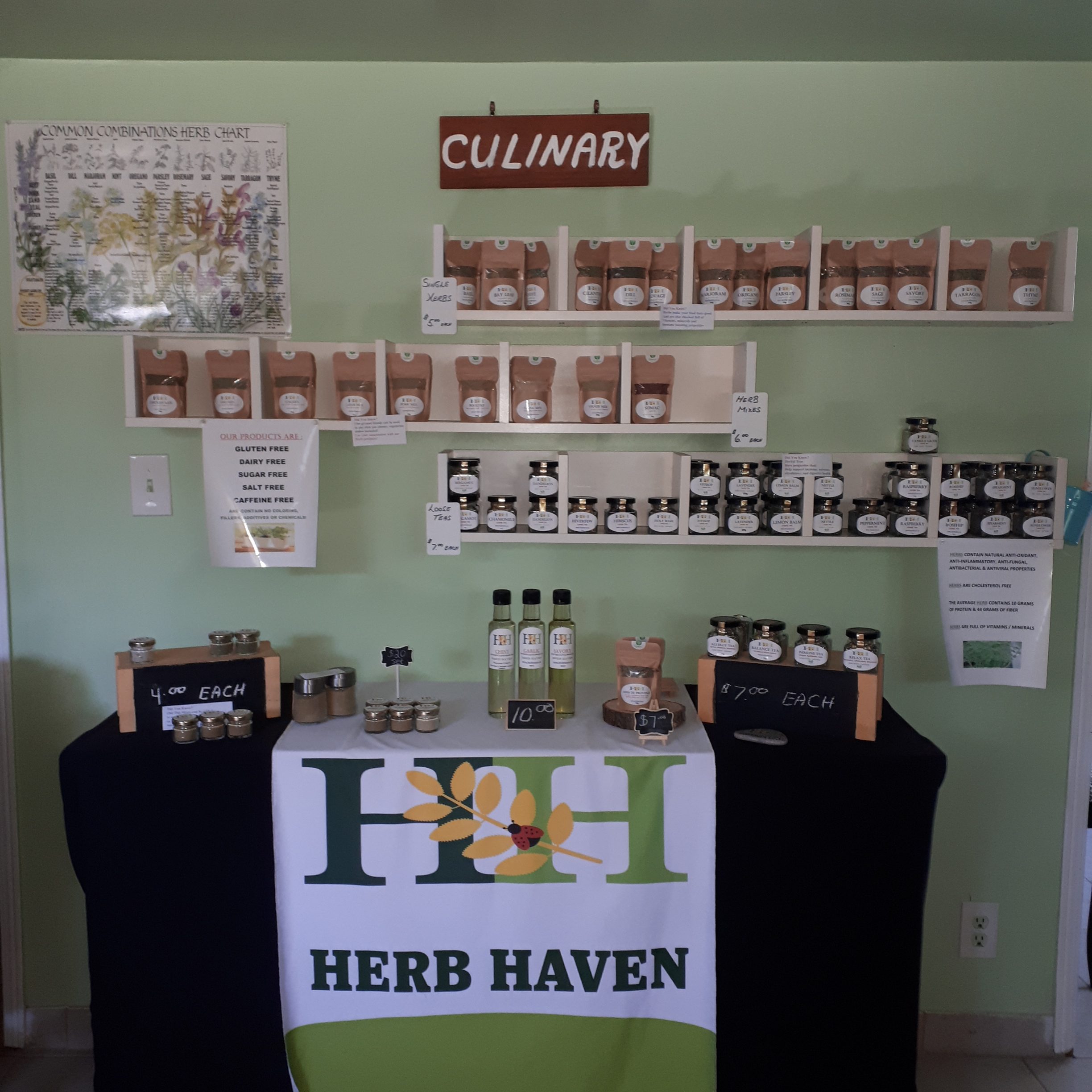 Herb Haven's offerings & storefront